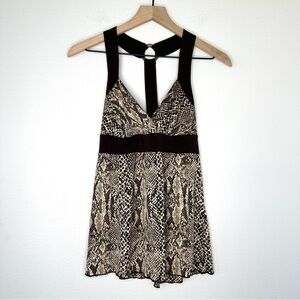 vintage USA 90s y2k Babydoll Tank M Brown Snake Skin A. Byer fairy NWT Deadstock